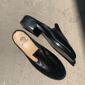 Leather loafer slide low heel shoe new !